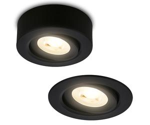 BRILONER - 2 en 1 Foco LED de superficie y empotrable, orientable, luz blanca cálida, plano, LED spot 230V, foco de techo, 68mm agujero, 90x45mm (DxH), negro