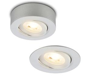 BRILONER - 2 en 1 Proyector LED de superficie y empotrable, orientable, regulable, luz blanca cálida, proyector LED 230V, proyector de techo, luminaria empotrable, proyector de techo, 9x3 cm, cromo