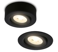 BRILONER - 2 en 1 Proyector LED de superficie y empotrado, orientable, regulable, luz blanca cálida, LED spot 230V, proyector de techo, 90x30mm (DxH), negro