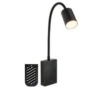 Briloner Aplique de pared LED, sin cable, regulable táctil, recarga USB-C | lámpara de lectura, para dormitorio, recargable, negro, batería reemplazable, 150 lm, 3.000 K, 2 W, 70x45x510mm, uso interior