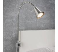 Briloner Aplique de pared LED Tuso, níquel, montaje en cama, metal