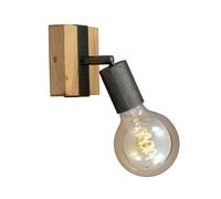 BRILONER - Aplique de Pared Vintage, Foco E27, Aplique Orientable y Giratorio, Foco Madera Pared Foco Pared Interior, Foco Retro, Aplique Pared Interior, 10x10,3x9 cm, 2900-011, Metal Oscuro