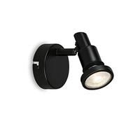 Briloner - Aplique LED Baño, Regulable, IP44, Luz Blanco Cálido, GU10, Negro, 80x106mm, Luz Espejo Baño, Aplique Pared Interior, 1 Unid.