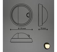 BRILONER - Aplique LED recargable con detector de movimiento, sensor crepuscular, temporizador 20 seg. luz de exterior, apliques de exterior, 17x7 cm, negro