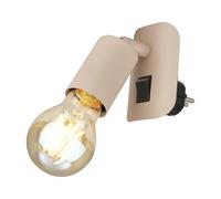 BRILONER - Aplique pared interior con interruptor, orientable, casquillo E27, enchufe, apliques dormitorio, lampara pared, apliques, 9,5x6,7x7,8 cm, beige