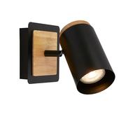 BRILONER - Aplique pared interior, orientable, casquillo GU10, máx. 10W, apliques pared dormitorio, lampara, apliques, 12 x 14,5 cm, negro madera