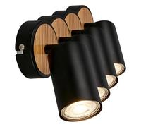 Briloner - Aplique Pared Interior, Orientable, Casquillo GU10, Máx. 9W, Aplique Pared Dormitorio, Lámpara, Foco LED Interior, Candeeiro Parede, Luz de Lectura, Luz LED, 8x15.5 cm, Madera Negra