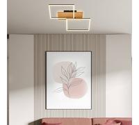 Briloner Cornisa LED plafón, 50x41 cm, madera, atenuable