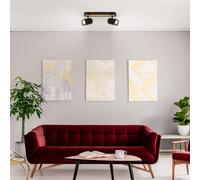 Briloner Downlight Duta, longitud 40 cm, negro/color madera, 2 luces.