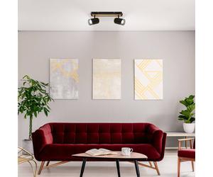 Briloner Downlight Duta, longitud 40 cm, negro/color madera, 2 luces.