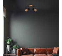 Briloner Downlight Plek GU10 negro/madera 2 luces