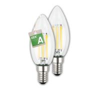 Briloner - EEK A Juego de 2 bombillas LED de filamento E14 vela, luz blanca cálida, 2,5W, 525lm, iluminador LED, bombillas incandescentes, Bombilla, 35x98 mm