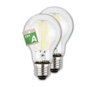 Briloner - EEK A Juego de 2 bombillas LED de filamento E27 A60, luz blanca cálida, 5W, 1055lm, iluminante LED, lámpara incandescente, Bombilla, 60x106 mm