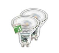 Briloner - EEK A Juego de 2 lámparas LED GU10 de cristal, luz blanca cálida, 4,7 W, 850 lm, iluminador LED, bombilla LED, reflector, 50x56 mm