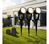 Briloner Foco LED con piqueta 3919035 12 V, ampliación de 3 unidades, negro, Ø 5 cm