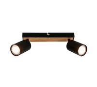 Briloner - Focos LED Interior Orientable, Casquillo 2x GU10, Max. 9 W, Lamparas de Techo para Salón, Plafones LED, Candeeiro de Teto, 25,5 cm, Madera Negra