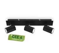 BRILONER - Focos LED Interior Techo con Clase de Eficiencia Energética A+, Orientable, 3000K Blanco Cálido, 3x focos 2W, 450 Lum, Aprox. 50.000H Luz, Lampara Techo, Candeeiro Teto, 45 cm, Negro