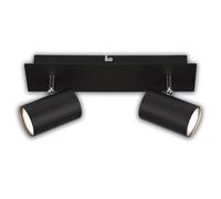 BRILONER - Focos LED Interior Techo con Clase de Eficiencia Energética A+, Orientable, 3000K Blanco Cálido, 2x focos 2W, 450 Lum, Aprox. 50.000H Luz, Lampara Techo, Candeeiro Teto, 29 cm, Negro