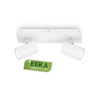 BRILONER - Focos LED Interior Techo con Clase de Eficiencia Energética A+, Orientable, 3000K Blanco Cálido, 2x focos 2,5 W, 450 Lum, Aprox. 50.000H Luz, Lampara Techo, Candeeiro Teto, 29 cm, Blanco