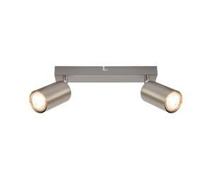 Briloner - Focos LED Interior Techo Orientable, Casquillo 2x GU10, Máx. 9 W, Lámparas de Techo Salón, Plafones LED, Candeeiro Teto, 25,5 cm, Níquel Mate