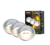 Briloner - Iluminación de jardín Connect to Shine de 12 V, juego de 3 focos empotrables de suelo con luz lateral, juego de extensión, IP65, luces empotrables de suelo, 35x36 mm, plateado