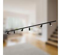BRILONER - Juego completo de raíl electrificado, 6x GU10 focos orientables, en L, sistema de raíles techo, raíl para proyectores, lámpara de techo, proyector, 2,25m, negro