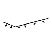 BRILONER - Juego completo de raíl electrificado, 6x GU10 focos orientables, en L, sistema de raíles techo, raíl para proyectores, lámpara de techo, proyector, 2,25m, negro