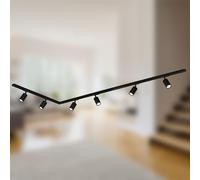 BRILONER - Juego completo de raíles electrificados, 6x focos GU10 orientables, forma de L, sistema de raíles en el techo, raíl para proyectores, proyector, 3m, negro