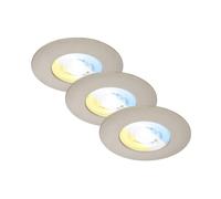 BRILONER - Juego de 3 focos empotrables LED 230V, foco LED baño IP44, focos de techo, focos LED, focos de techo, color de luz regulable, níquel mate