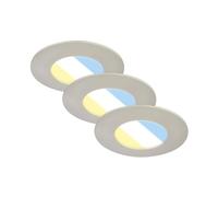 BRILONER - Juego de 3 focos empotrables LED 230V, foco LED baño IP44, focos de techo, focos LED, focos de techo, color de luz regulable, níquel mate