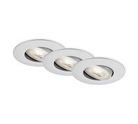 BRILONER - Juego de 3 focos empotrables LED 230V, foco LED baño IP65, focos de techo regulables sin escalonamiento, focos LED, focos de techo, lámpara de baño, cromo mate, 90x42 mm (DxH)