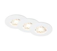 BRILONER - Juego de 3 focos LED empotrables de 230 V, foco LED para baño, IP44, foco de techo, foco plano, color blanco