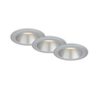 BRILONER - Juego de 3 lámparas de baño empotradas, LED empotradas, protección contra salpicaduras de agua IP44, luz blanca cálida, foco de baño empotrado, cromo plata mate, 95x54 mm.