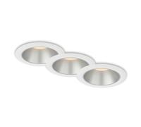 BRILONER - Juego de 3 lámparas de baño empotradas, LED empotrado, IP44 a prueba de salpicaduras, luz blanca cálida, foco de baño empotrado, blanco - plata, 95x54 mm