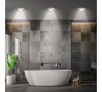Briloner Klira lámpara empotrable LED, níquel mate, Ø 9 cm, IP44, 3 unidades EC:EPREL:1930494