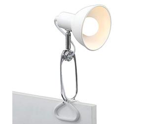 BRILONER - Lámpara con pinza, lámpara de clip, 1xE14, 8W, incluido el interruptor de cable, giratoria, metal, lampara escritorio, flexo escritorio, lampara lectura, flexo, 30,5x11x13 cm, Cromo blanco