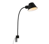 BRILONER - Lámpara de cama flexible, lámpara de cama ajustable, interruptor de palanca, 1x casquillo E27 máx. 10 vatios, incl. cable, negro, 63 cm