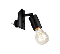 BRILONER - Lámpara de Enchufe, 1 Bombilla E27, Máx.25 W, Incluye Interruptor de Encendido/Apagado, Metal, Negro, 95x 67x78, Aplique Enchufe, Luz Enchufe, Lampara Enchufe Pared, Bombilla Para Enchufe