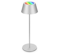 BRILONER - Lámpara de mesa a pilas 2 en 1, táctil, luz móvil, LED Lámpara de mesa para exteriores, IP44, LED Lámpara de mesa sin cable, color plata