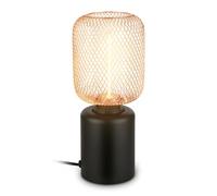 BRILONER - Lampara de mesa con malla metálica, interruptor en el cable, casquillo E27, luz mesita noche, lampara escritorio o dormitorio, 10 x 25 cm, oro rosa