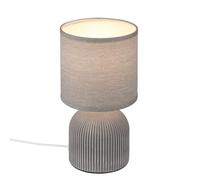 BRILONER- Lámpara de Mesa con Pantalla de Tela, Interruptor por Cable, Base de Cerámica,Lampara de Escritorio, Lampara de Lectura, Lámpara de Mesa, Lamparas de Mesita de Noche, 15x28 cm, Gris