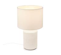 BRILONER- Lámpara de Mesa con Pantalla de Tela, Interruptor por Cable, Base de Cerámica, Lampara de Escritorio, Lampara de Lectura, Lámpara de Mesa, Lamparas de Mesita de Noche, 22x37,5 cm, Blanco