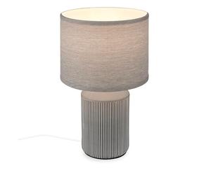 BRILONER- Lámpara de Mesa con Pantalla de Tela, Interruptor por Cable, Base de Cerámica,Lampara de Escritorio, Lampara de Lectura, Lámpara de Mesa, Lamparas de Mesita de Noche, 22x37,5 cm, Gris