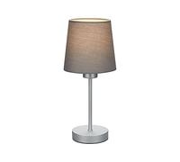 BRILONER - Lámpara de Mesa, Lámpara de Mesita de Noche, Lámpara de Escritorio, 1 x E14, Incluye Interruptor de Cable, Pantalla de Tela, Gris Plata, 100 x 314 mm (Diámetro x Altura).