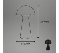 Briloner Lámpara de mesa LED Fungo, recargable, negra