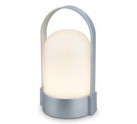 BRILONER - Lámpara de mesa LED inalámbrica IP44, táctil, regulable, batería reemplazable, lámpara de noche, lectura, LED, camping, lámpara de batería, exterior, 9x8x15,5 cm, cromo mate