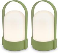 Briloner - Lámpara de mesa LED inalámbrica IP44, táctil, regulable, batería reemplazable, lámpara de noche, lectura, LED, camping, lámpara de batería, exterior, 9x8x15,5 cm, verde lima (Paquete de 2)