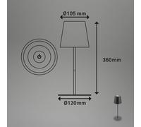 Briloner Lámpara de mesa LED recargable 7507015, antracita RGBW IP44 Regulador táctil