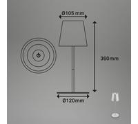 Briloner Lámpara de mesa LED recargable 7507015 cromo mate RGBW IP44 regulador táctil