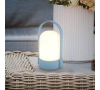 Briloner Lámpara de mesa LED recargable ASA, azul paloma, altura 15,5 cm, IP44